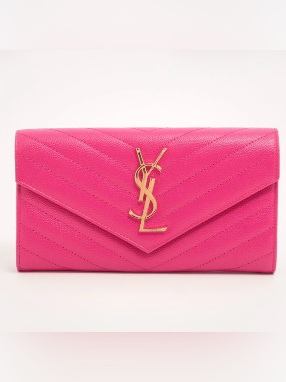Yves Saint Laurent Pink Quilted Leather Chain Wallet with Gold Hardware - Picture 2 of 10